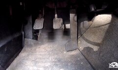 1418 (Pedals) - April Lee Bouncing in Her Black Dress & Pumps Cranking the Volvo