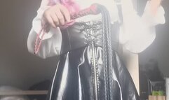 Smoking in cute dress and lak skirt