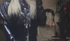 Smoking in Rubber shirt and dom hat