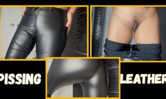 Pissing my leather pants