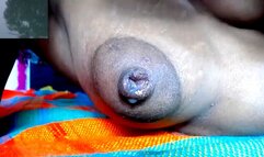 Soft perky nipples with holes in them dripping cream