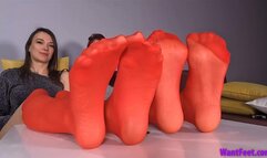 Red Nylon Soles - Pantyhose - HD MP4