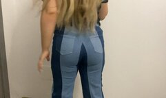 SUPER HOT BLONDIE Farting in TIGHT blue jeans;