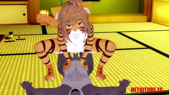 Furry Yiff Hentai - Wolf Fucks Tiger And Cum In Her Pussy Porn Video