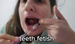 Chubby Girl Dry Toothbrushing Close-Up – Mouth Exploration, Oral Play, Teeth Fetish, No Water No Bathroom