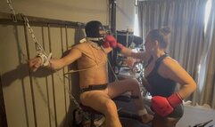 tied to the bed to serve as a punching bag for mistress tirza and a humanashtray breath play smoking