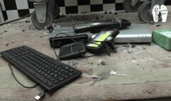 Electronic devices crushed in her Shredder