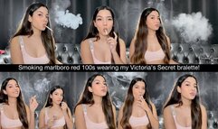 Smoking marlboro red 100s wearing my Victoria’s Secret bralette!