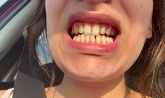 I play with my teeth and tongue and make cube lips in the car in 4k