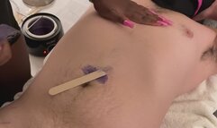 Waxing My sub’s hairy ass chest