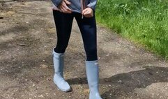 Carina strip at the woods with Hunter and Nylons