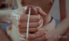 Close up JOI lingam massage for a big cock