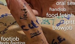 CBT sounding with chocolate stick, licking & sucking, blowjob, footjob, handjob, epic orgasm, body painting, red lipstick fetish, spitt with Miss GospodaricaEmma and Her choosen one Wolfy01