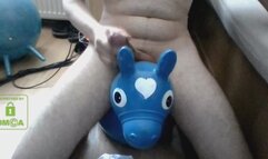 cum on blue rody inflatable hopper toy