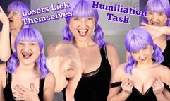 Losers Lick Themselves Humiliation Task - Female Domination, Femdom, Submissive Task with Mistress Mystique Hoops - MP4