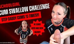 10 Load Cum Swallow Challenge - Schoolgirl Makes her Stepdaddy Cum Ten Times in a Row - Blowbang - Pigtails - Perfect Body