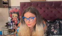 Kinky whore tries on her new glasses ready for geeky content