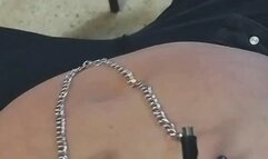 Playing hot with myself with my gothic outfit style bondage on the sopha