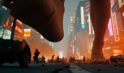 Giantess Barefoot Domination: Sensual Tokyo Crushing Rampage!