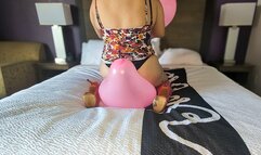 Thick BBW Balloon Tease Pink Latex, Thigh Highs & Full-Weight Pops