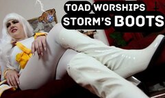 Toad Worships Storm's Boots POV Femdom - featuring Jane Judge as Storm in this Marvel parody scene with cosplay, female domination pov, boot worship, special effects, and mean humiliation from a sexy silver haired thick Storm as she controls the weather a