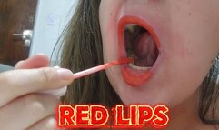 Red Lipstick Fetish – Painting My Lips Bright Red and Blowing Kisses at the Camera for Lip Lovers