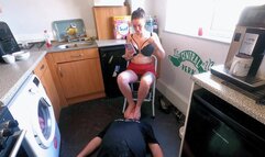 Feet On Face In The Kitchen