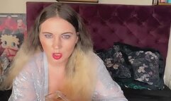 Kinky whore smokes, has coughing fit and plays with spit