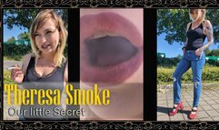 Theresa Smoke – Secret Outdoor Smoking & Crush in Blue Jeans & Black Body with Red Pumps (Smoking Fetish, Roleplay, Outdoor)