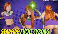 StarFire Fucks Cyborg- Fuck Robot- POV- Redhead- Cosplay- Blowjob