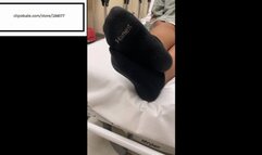 Delicious black hanes socks waiting for doctor