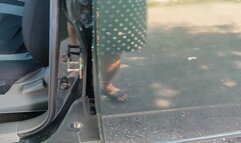 Giant woman meets very small men in her car and takes them away to play with them (1)