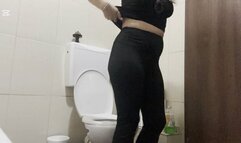 Clogged toilet after toilet dumping