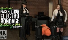 Smoking Facesitting Electro and Prison Bondage in Solitary box - 4K | Mistress Karino, Dominatrix Dinah