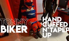 Tonny Biker Handcuffed and Taped Up by his biker friend (720p) Gay Bondage - Gay Domination - Biker Gear - Handcuffs - Tape Bondage - BDSM