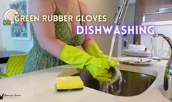 Green Rubber Gloves Dishwashing