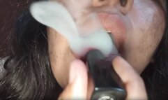 Lipstick Fetish and Smoking – Open Mouth Inhales & Exhales + Smoking lips with lipstick