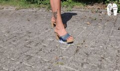 Public crush with wooden Mules