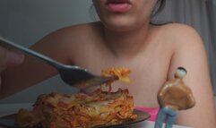 giantess stepsister is in a food orgasm she loves to eat but feels like she's full but because she loves to eat she stuffs