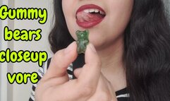 Gummy bears chewing extreme closeup vore