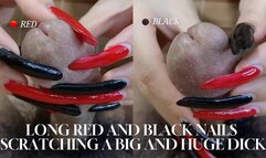 Long Red And Black Nails Scratching A Big And Huge Dick | LINH'S LONG NAIL | CRAZY ABOUT LONG AND NATURAL NAILS