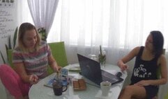 Wide yawning with showing teeth Jb