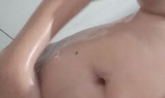 beautiful girl takes a bath