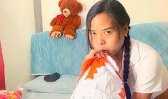 Looner Camylle Sexy Schoolgirl Blows Up your Inflatable Doggy By Mouth