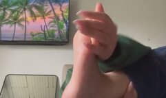 Massaging the soles of my feet