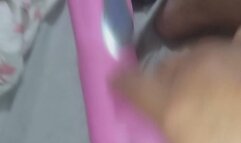 Dildo fucking after having an orgasm with belly button poke