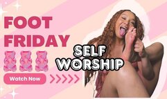 Ebony Goddess Kisses Her Soles: Long Red Braids & Pink Lingerie Toe Worship