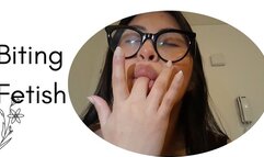 Biting my fingers leaving marks and many kisses on my skin