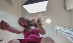 Pissing Twice Over the Toilet View From Above Washing Facesitting Bathroom