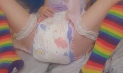 Solo Diapering and Wand Orgasms in Lingerie
